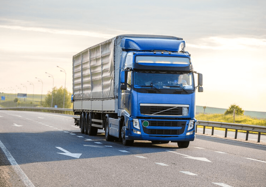 road-freight-arriving-white-truck-road-rural-landscape-sunset